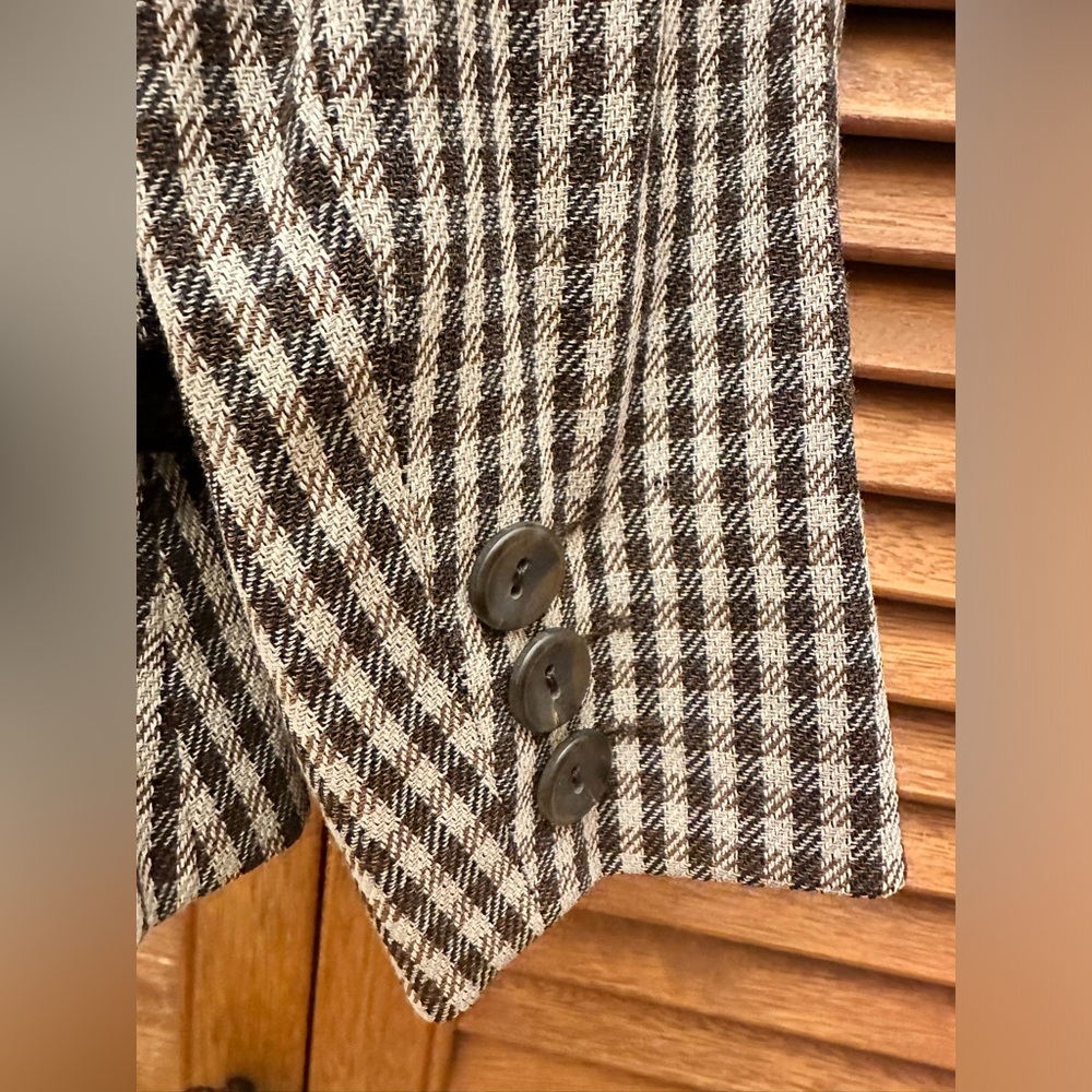 Sportmax Size 4 Brown/Neutrals Plaid Double Breasted Blazer - Picture 7 of 9